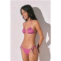 Top bikini fruncido rosa brillo