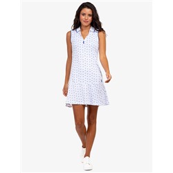 ZIP UP FLOUNCE PRINTED POLO DRESS