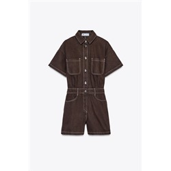 Z1975 SHORT SLEEVE DENIM PLAYSUIT