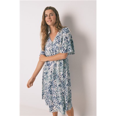 Camisón midi jacquard floral verde