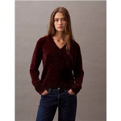 Chenille Relaxed V-Neck Sweater
