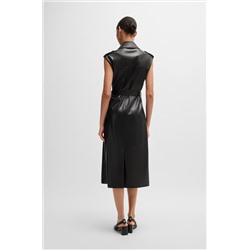 Faux-leather dress with double-breasted front