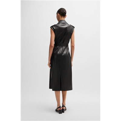 Faux-leather dress with double-breasted front