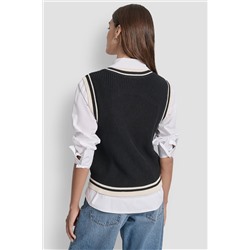 V-NECK TIPPED SLEEVELESS SWEATER