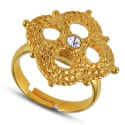 Кольцо Бравура (кристаллы SW белые; покрытие золото)
