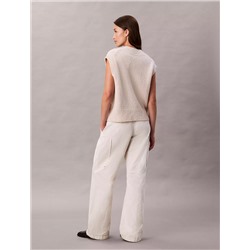 Cotton Canvas High Rise Pants