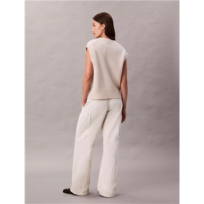 Cotton Canvas High Rise Pants