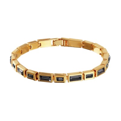 Браслет Богемия (кристаллы SW темно-серые; покрытие золото) 20см, Есть комплект