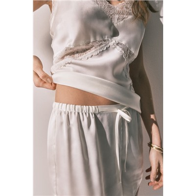 Pijama corto satén blanco