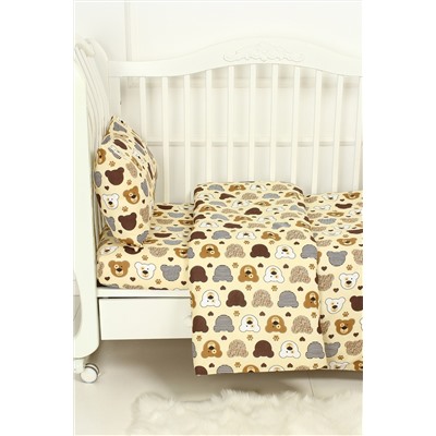 КПБ с простыней на резинке поплин арт. КПБП-ПР/мишка-топтышка