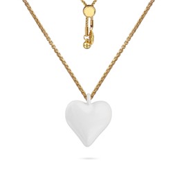 Кулон Сердцебиение (1, 6см, эмаль белая; покрытие золото) 82см, Есть комплект