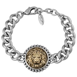 Браслет Огненный лев (покрытие античное серебро, античное золото) 18-21см, Есть комплект
