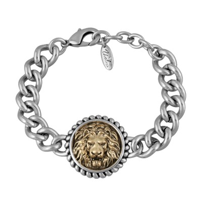 Браслет Огненный лев (покрытие античное серебро, античное золото) 18-21см, Есть комплект