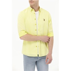 Erkek Neon Sarı Uzun Kollu Basic Gömlek