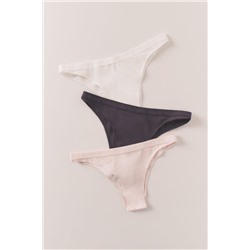 Pack 3 bragas brasileñas morado, blanco y rosa