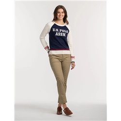 RAGLAN SLEEVE BASEBALL CREW NECK SWEATER