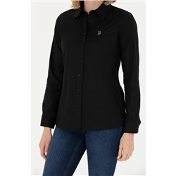 Kadın Siyah Uzun Kollu Basic Gömlek