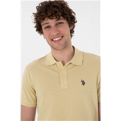 Erkek Slim Fit Polo Yaka Açık Haki Basic Tişört