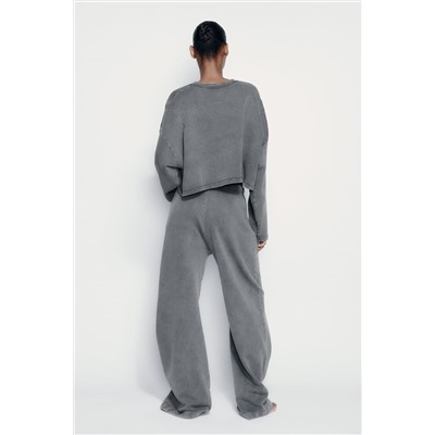 PANTALÓN FELPA EFECTO LAVADO ROTOS