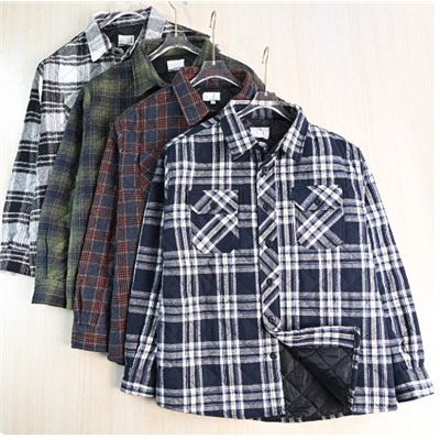 Мужская стеганая хлопковая теплая свободная повседневная рубашка