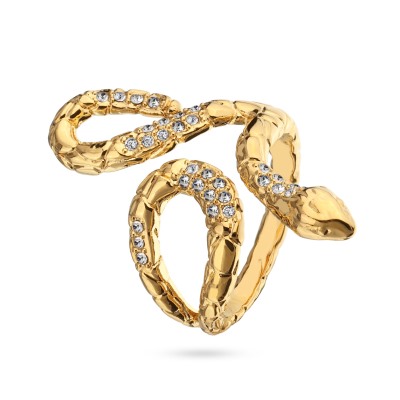 Кольцо Змея (кристаллы SW белые; покрытие золото), Есть комплект