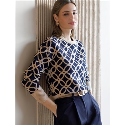 Джемпер жаккардовой вязки с кашемиром