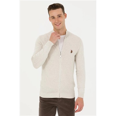 Erkek Taş Melanj Basic Triko Hırka