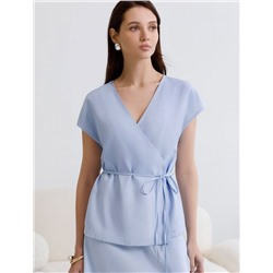 Жилет на запАх с поясом из плотного лиоцелла