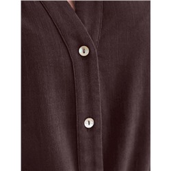 Свободная блузка с кулиской на талии изо льна с вискозой