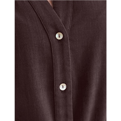 Свободная блузка с кулиской на талии изо льна с вискозой