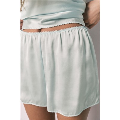 Pijama corto satén verde