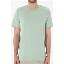Erkek Regular Fit Bisiklet Yaka Su Yeşili Basic Tişört