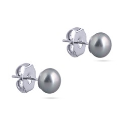 Пусеты (Майорка 8мм серо-голубая; покрытие родий), Есть комплект