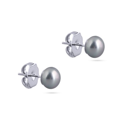 Пусеты (Майорка 8мм серо-голубая; покрытие родий), Есть комплект