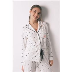 Pijama camisero largo estampado corazones