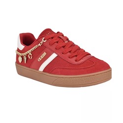 GUESS Women's Naoko Charm Lace-Up Court Sneakers