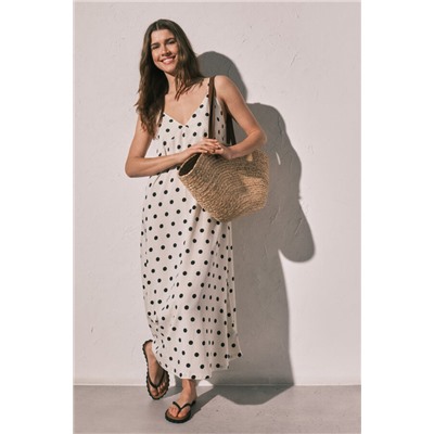 Vestido largo estampado lunares B&W