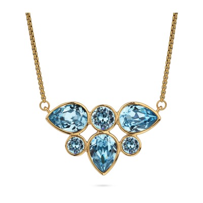 Кулон Эйва (кристаллы SW аквамарин; покрытие золото) 70см, Есть комплект