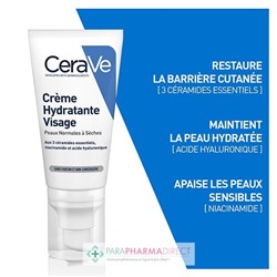 Cerave Crème Hydratante Visage - Peaux Normales à Sèches 52ml