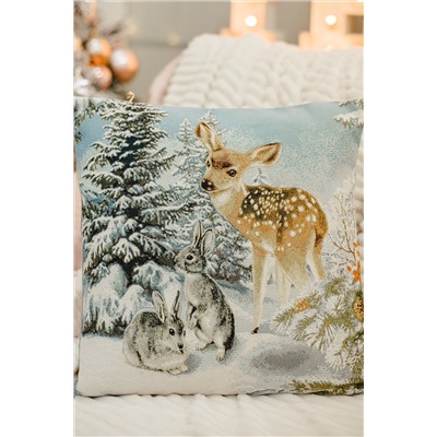 Наволочка 45х45 Олень и два зайца