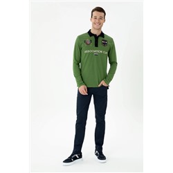 Erkek Yeşil Polo Yaka Sweatshirt