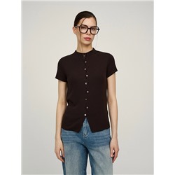 Коричневый джемпер с волнообразной застежкой