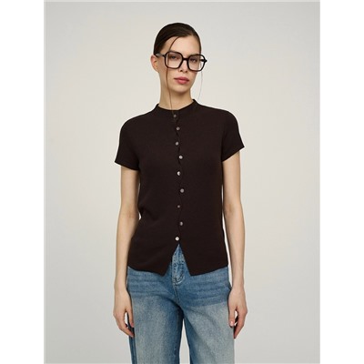 Коричневый джемпер с волнообразной застежкой