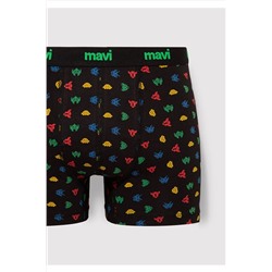 Mavi Baskılı Siyah Boxer 092259-900