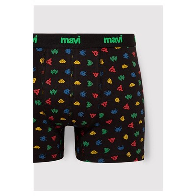 Mavi Baskılı Siyah Boxer 092259-900
