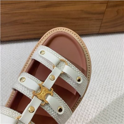 Женские шлепки СЕЛИ*Н (лен + натуральная кожа)