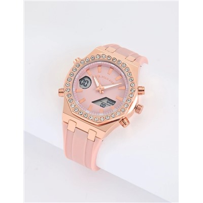 LADIES PINK EMBELLISHED ANA DIGI WATCH