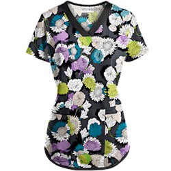 UA Beautiful Bloom Pewter Scrub Top