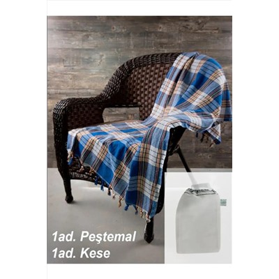 GOLDRİSE Klasik Hamam Peştemali 80x170 Cm Mavi 1adet Kese Hediye