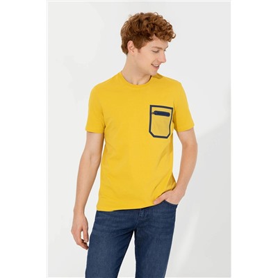 Erkek Safran Bisiklet Yaka Tişört